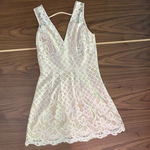 Bebe White Lace Fit and Flare Dress | size 2